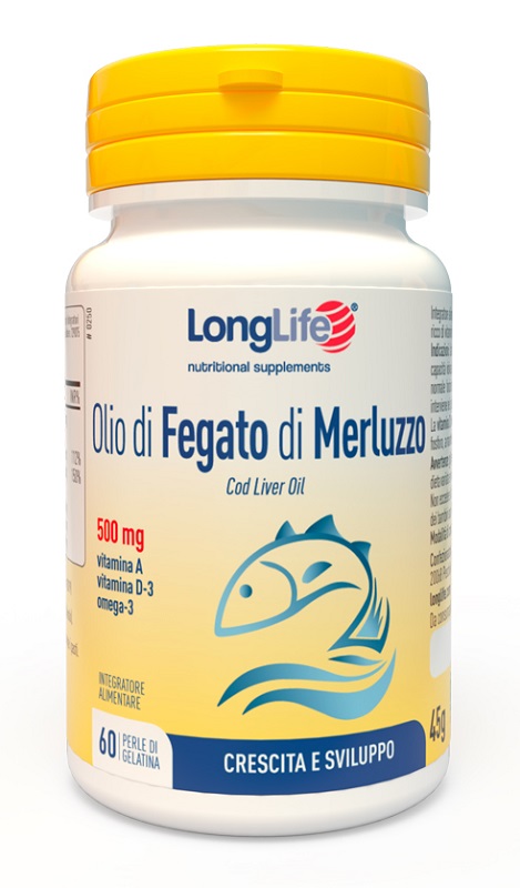 LONGLIFE OLIO FEGATO MERLUZZO 500 MG 60 PERLE IN GELATINA - Farmacia Murachelli Di Putelli dr. Giovanni