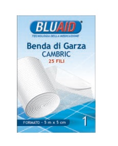 BENDA IN GARZA IDROFILA ORLATA BLUAID CAMBRIC 5X500CM - Farmacia Murachelli Di Putelli dr. Giovanni