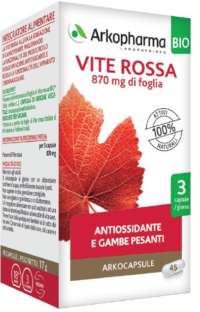 ARKO CAPSULE VITE ROSSA BIO 45 CAPSULE - Farmacia Murachelli Di Putelli dr. Giovanni