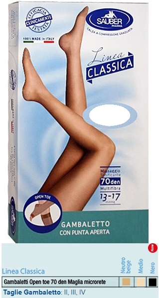 SAUBER GAMBALETTO OPEN TOE MAGLIA MICRORETE 70 DEN COLORE NEUTRO BEIGE TAGLIA 4 LINEA CLASSICA - Farmacia Murachelli Di Putelli dr. Giovanni