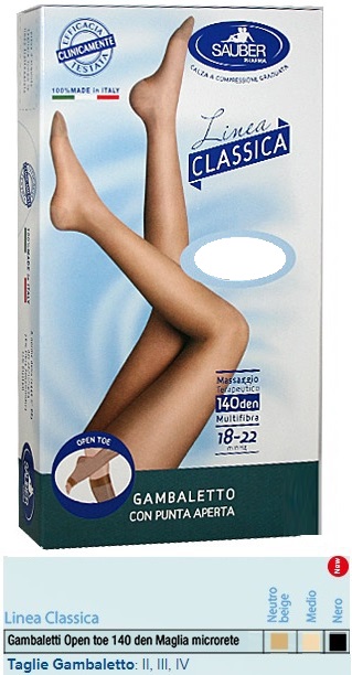 SAUBER GAMBALETTO OPEN TOE MAGLIA MICRORETE 140 DEN COLORE NEUTRO BEIGE TAGLIA 4 LINEA CLASSICA - Farmacia Murachelli Di Putelli dr. Giovanni