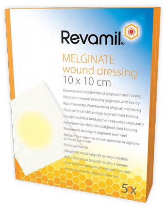 GARZA MEDICATA REVAMIL MELGINATE ALGINATO MIELE 10X10 CM 5 PEZZI - Farmacia Murachelli Di Putelli dr. Giovanni