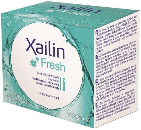 XAILIN FRESH GOCCE OCULARI CARBOSSIMETILCELLULOSA 0,5% 30 FLACONCINI MONODOSE 0,4 ML - Farmacia Murachelli Di Putelli dr. Giovanni