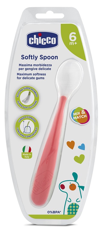 CHICCO CUCCHIAIO MORBIDO SILICONE 6M+ ROSSO UP - Farmacia Murachelli Di Putelli dr. Giovanni