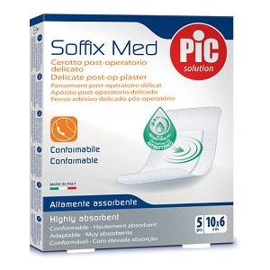 CEROTTO PIC SOFFIX MED IN TNT CON TAMPONE CENTRALE ASSORBENTE STERILE MONOUSO 10X6 CM ANTIBATTERICO 5 PEZZI - Farmacia Murachelli Di Putelli dr. Giovanni