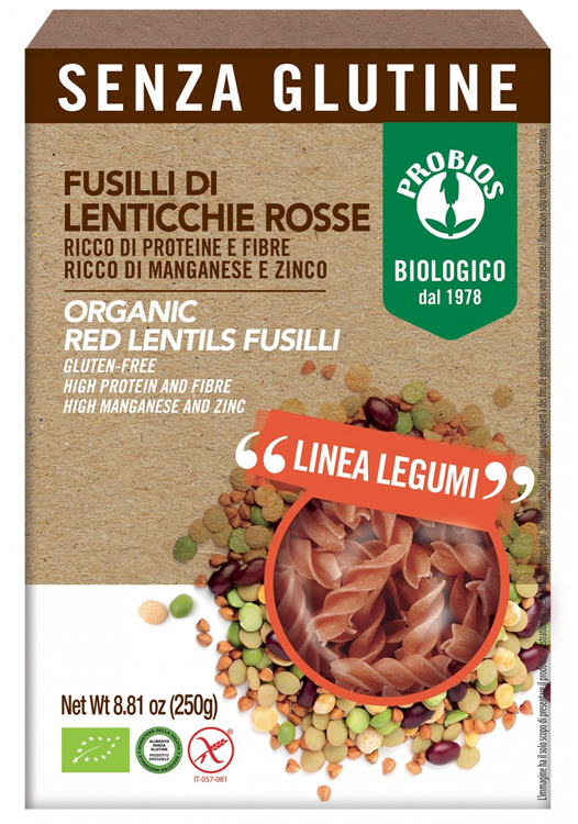 SPECIALITA' 100% LEGUMI FUSILLI LENTICCHIE ROSSE 250 G - Farmacia Murachelli Di Putelli dr. Giovanni