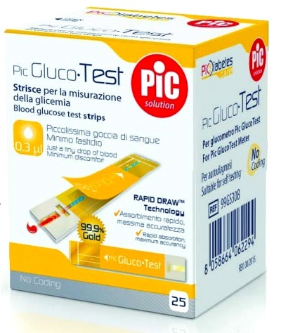 STRISCE MISURAZIONE GLICEMIA PIC GLUCOTEST 25 PEZZI - Farmacia Murachelli Di Putelli dr. Giovanni
