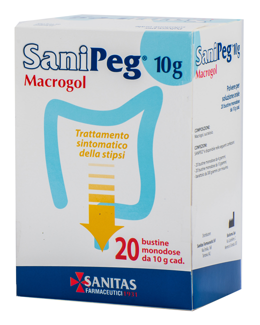 SANIPEG MACROGOL POLVERE PER SOLUZIONE ORALE 20 BUSTE DA 10 G - Farmacia Murachelli Di Putelli dr. Giovanni