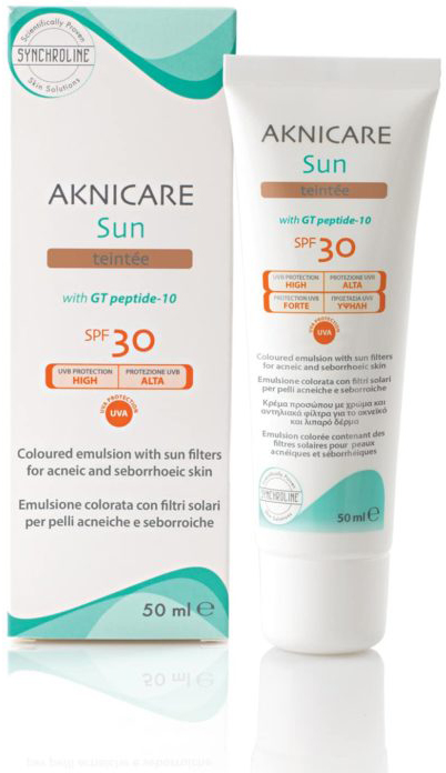 CREMA COLORATA PROTETTIVA SOLARE PER PELLE ACNEICA AKNICARE SUN TEINTEE' DORE' TUBETTO 50 ML - Farmacia Murachelli Di Putelli dr. Giovanni