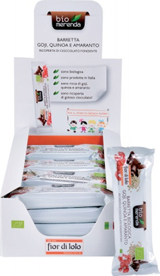 BARRETTA BIO QUINOA AMARANTO GOJI RICOPERTA CIOCCOLATO FONDENTE 30 G - Farmacia Murachelli Di Putelli dr. Giovanni