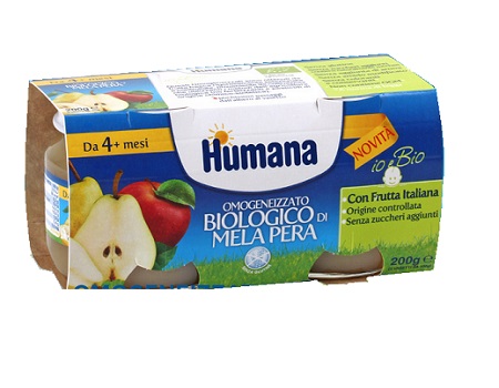 HUMANA OMOGENEIZZATO MELA/PERA BIO 2 VASETTI 100 G - Farmacia Murachelli Di Putelli dr. Giovanni