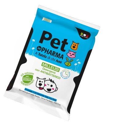 PET IN PHARMA SALVIETTE UMIDIFICATE IGIENIZZANTI CON ANTIBATTERICO PER ADULTI E BAMBINI 20 PEZZI - Farmacia Murachelli Di Putelli dr. Giovanni