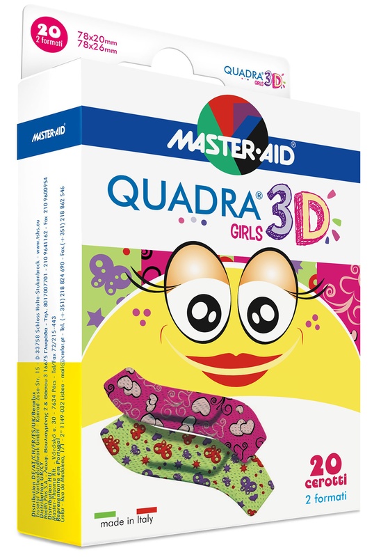 CEROTTO MASTER-AID QUADRA 3D GIRLS 20 PEZZI ASSORTITI - Farmacia Murachelli Di Putelli dr. Giovanni