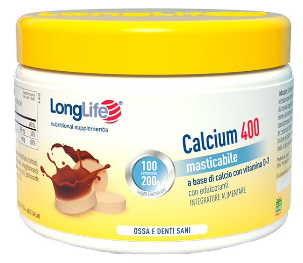 LONGLIFE CALCIUM 400 CACAO 100 COMPRESSE - Farmacia Murachelli Di Putelli dr. Giovanni