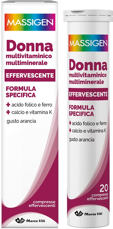 MASSIGEN DONNA MULTIVITAMINICO E MULTIMINERALE EFFERVESCENTE 20 COMPRESSE - Farmacia Murachelli Di Putelli dr. Giovanni