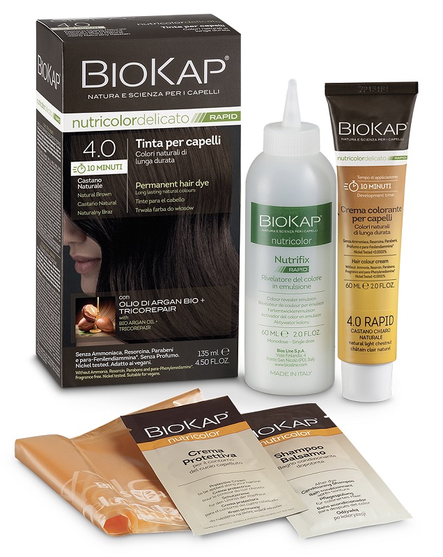 BIOS LINE  BIOKAP NUTRICOLOR DELICATO RAPID TINTA 4,00 CASTANO NATURALE 135 ML - Farmacia Murachelli Di Putelli dr. Giovanni