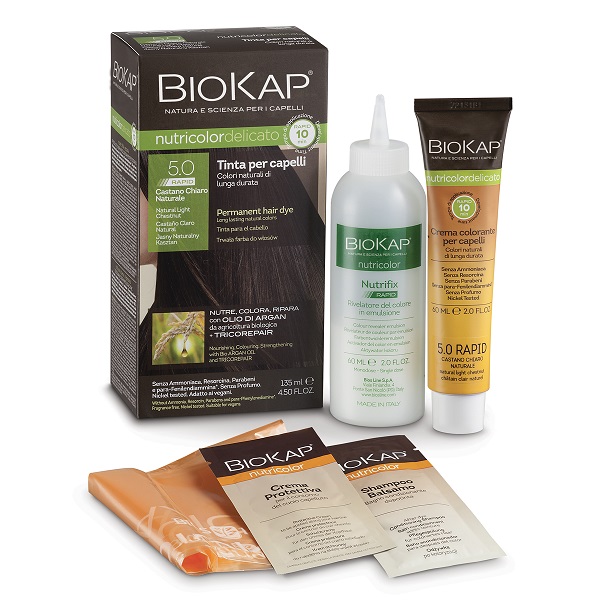 BIOS LINE  BIOKAP NUTRICOLOR DELICATO RAPID TINTA 5,0 CASTANO CHIARO NATURALE 135 ML - Farmacia Murachelli Di Putelli dr. Giovanni