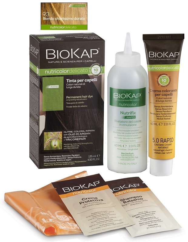BIOS LINE  BIOKAP NUTRICOLOR DELICATO RAPID TINTA 9,3 BIONDO CHIARISSMO DORATO 135 ML - Farmacia Murachelli Di Putelli dr. Giovanni