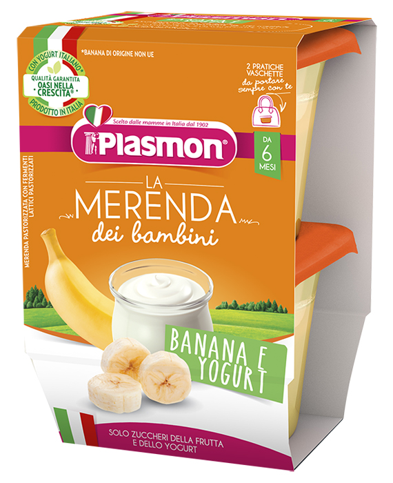 PLASMON LA MERENDA DEI BAMBINI SAPORI DI NATURA BANANA YOGURT ASETTICO 2 X 120 G - Farmacia Murachelli Di Putelli dr. Giovanni