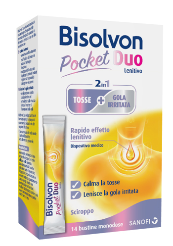 BISOLVON DUO POCKET LENITIVO TOSSE + GOLA IRRITATA A BASE DI MIELE E ALTEA 14 BUSTINE MONODOSE 10 ML - Farmacia Murachelli Di Putelli dr. Giovanni