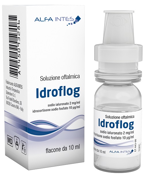 SOLUZIONE OFTALMICA IDROFLOG ACIDO IALURONATO 2 MG/ML E IDROCORTISONE SODIO FOSFATO 10 MCG/ML 10 ML - Farmacia Murachelli Di Putelli dr. Giovanni