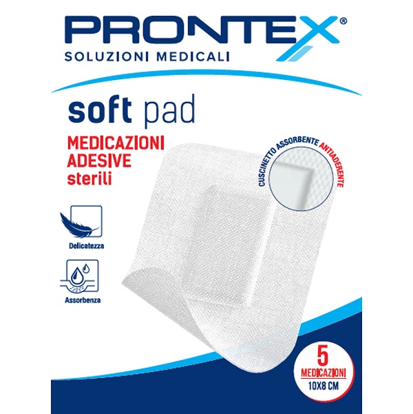 MEDICAZIONE ADESIVA STERILE PRONTEX SOFT PAD 10X8 CM 5 PEZZI - Farmacia Murachelli Di Putelli dr. Giovanni