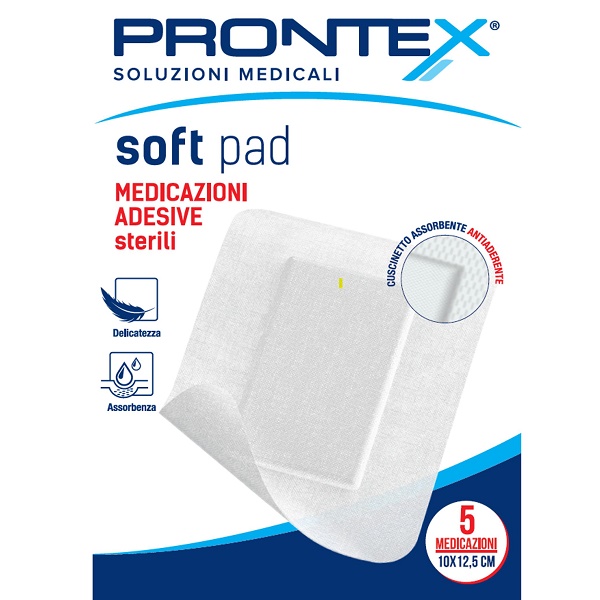 MEDICAZIONE ADESIVA STERILE PRONTEX SOFT PAD 10X12,5 CM 5 PEZZI - Farmacia Murachelli Di Putelli dr. Giovanni