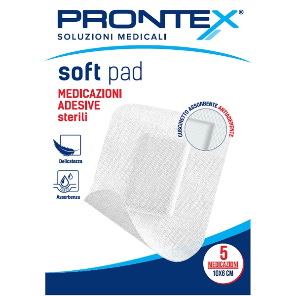 MEDICAZIONE ADESIVA STERILE PRONTEX SOFT PAD 10X6 CM 5 PEZZI - Farmacia Murachelli Di Putelli dr. Giovanni