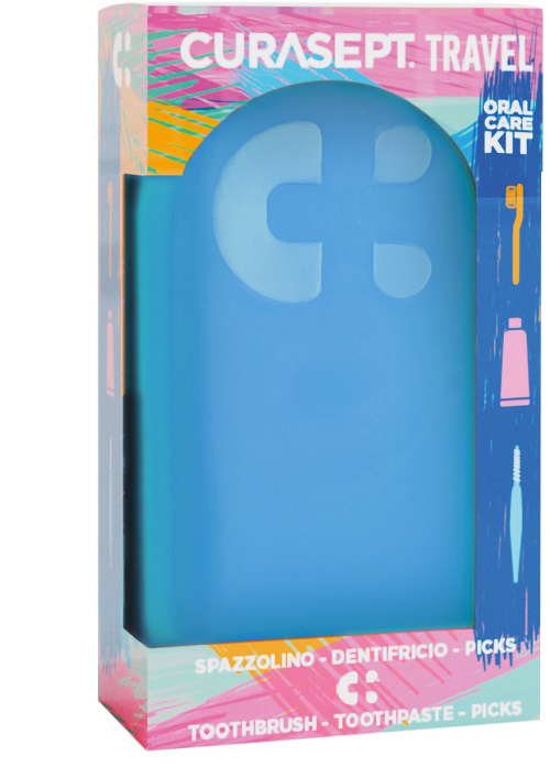 CURASEPT TRAVEL BLU 1 SPAZZOLINO + 1 DENTIFRICIO 20 ML + 3 PICKS - Farmacia Murachelli Di Putelli dr. Giovanni