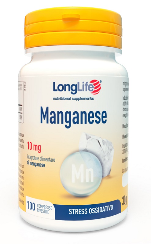 LONGLIFE MANGANESE 10 MG 100 COMPRESSE RIVESTITE SENZA GLUTINE - Farmacia Murachelli Di Putelli dr. Giovanni
