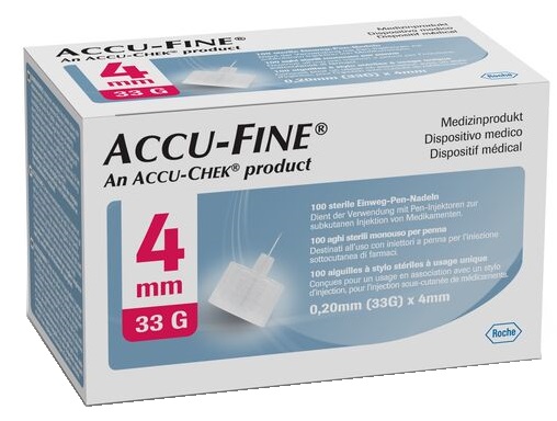 AGO IPODERMICO PER PENNA DA INSULINA ACCU-FINE IN ACCIAIO INOX 33 GAUGE 4 MM 100 PEZZI - Farmacia Murachelli Di Putelli dr. Giovanni