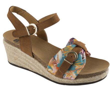 VALE SUEDE+TEXTILE WOMENS TAN/FLOWER FANTASY 38 - Farmacia Murachelli Di Putelli dr. Giovanni