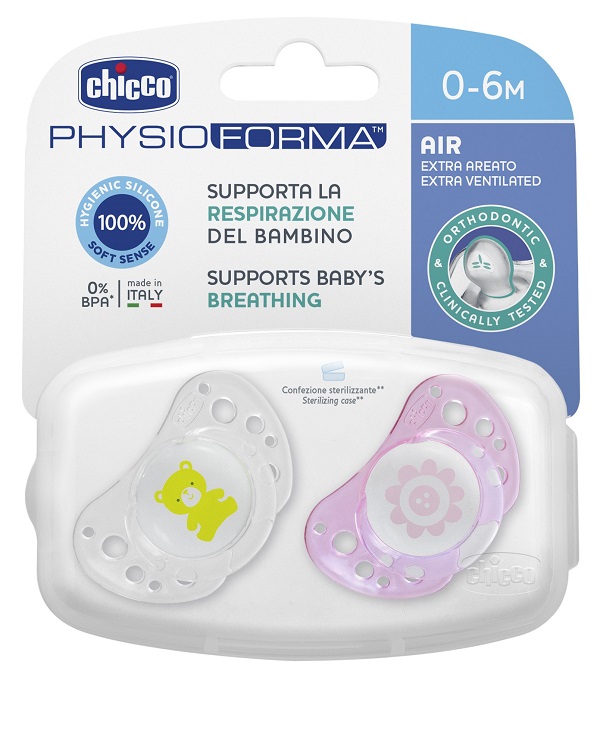 CHICCO SUCCHICCO AIR GIRL SILICONE 0-6 MESI 2 PEZZI - Farmacia Murachelli Di Putelli dr. Giovanni