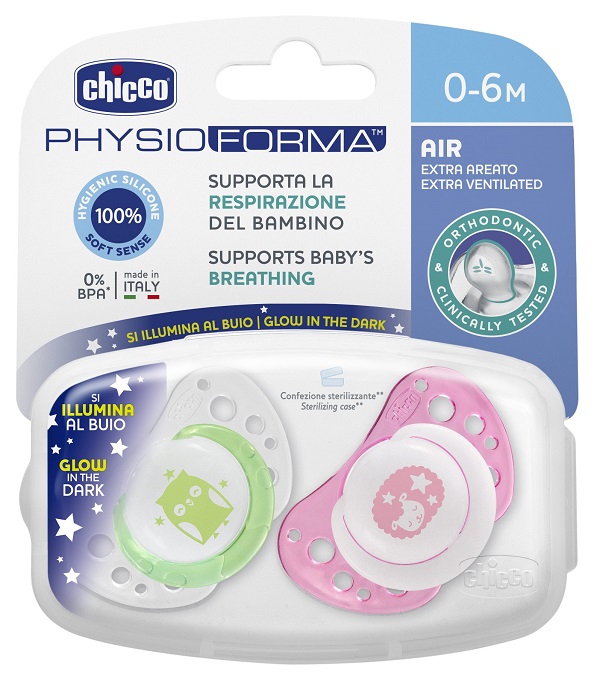 CHICCO SUCCHICCO AIR LUM SILICONE 0-6 MESI 2 PEZZI - Farmacia Murachelli Di Putelli dr. Giovanni