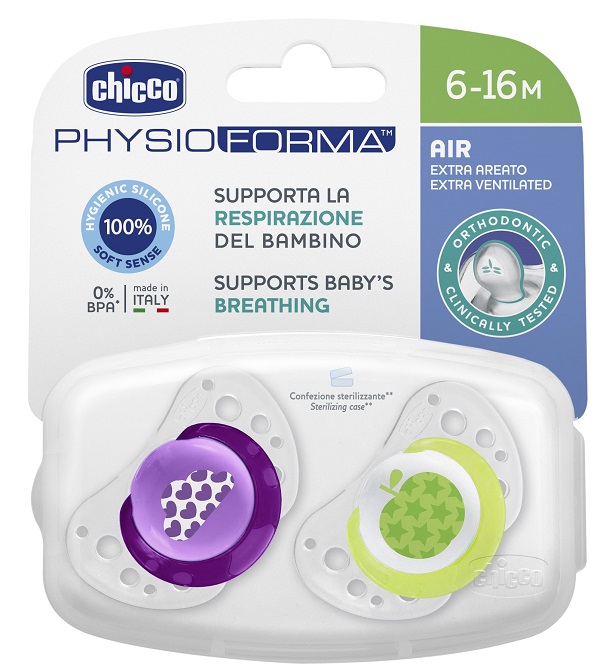 CHICCO SUCCHIETTO AIR GIRL IN SILICONE 6-16 MESI 2 PEZZI - Farmacia Murachelli Di Putelli dr. Giovanni