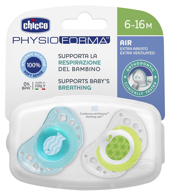 CHICCO SUCCHIETTO AIR BOY IN SILICONE 6-16 MESI 2 PEZZI - Farmacia Murachelli Di Putelli dr. Giovanni