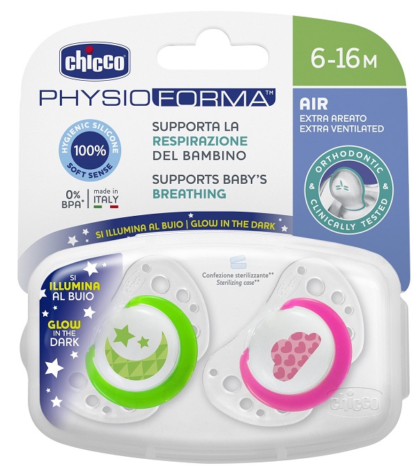 CHICCO SUCCHIETTO AIR LUMI IN SILICONE 6-16 MESI 2 PEZZI - Farmacia Murachelli Di Putelli dr. Giovanni