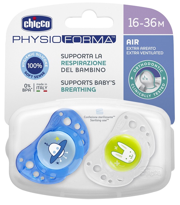 CHICCO SUCCHIETTO AIR BOY IN SILICONE 16-36 MESI 2 PEZZI - Farmacia Murachelli Di Putelli dr. Giovanni