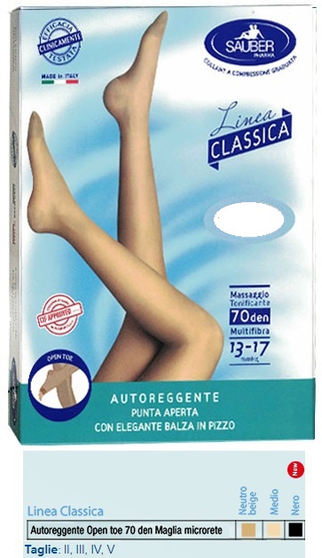 SAUBER AUTOREGGENTE OPEN TOE MAGLIA MICRORETE 70 DEN COLORE NEUTRO BEIGE TAGLIA 2 LINEA CLASSICA - Farmacia Murachelli Di Putelli dr. Giovanni