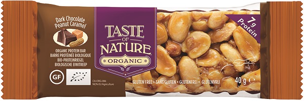 TASTE OF NATURE BARRETTA ALLE ARACHIDI E CARAMELLO CON CIOCCOLATO FONDENTE  BIO 40 G - Farmacia Murachelli Di Putelli dr. Giovanni