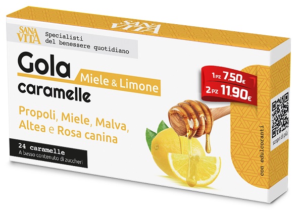 SANAVITA GOLA MIELE & LIMONE 24 CARAMELLE - Farmacia Murachelli Di Putelli dr. Giovanni