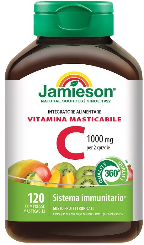 JAMIESON VITAMINA C 1000 120 COMPRESSE MASTICABILI FRUTTI TROPICALI - Farmacia Murachelli Di Putelli dr. Giovanni