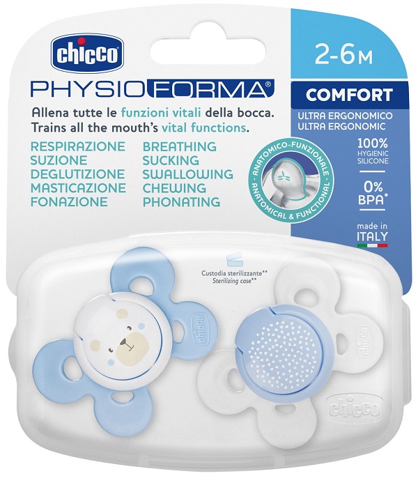 CHICCO SUCCHIETTO COMFORT BOY SILICONE 2-6 MESI 2 PEZZI - Farmacia Murachelli Di Putelli dr. Giovanni