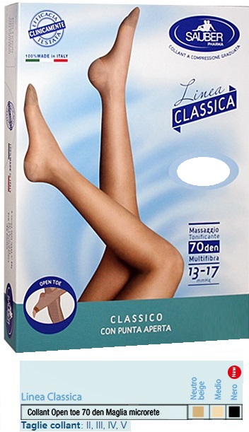 SAUBER COLLANT OPEN TOE MAGLIA MICRORETE 70 DEN COLORE NERO TAGLIA 3 LINEA CLASSICA - Farmacia Murachelli Di Putelli dr. Giovanni
