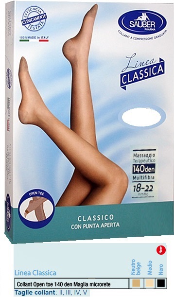 SAUBER COLLANT OPEN TOE MAGLIA MICRORETE 140 DEN COLORE NERO TAGLIA 2 LINEA CLASSICA - Farmacia Murachelli Di Putelli dr. Giovanni