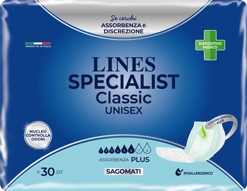 PANNOLONE SAGOMATO LINES SPECIALIST CLASSIC PLUS 30 PEZZI - Farmacia Murachelli Di Putelli dr. Giovanni