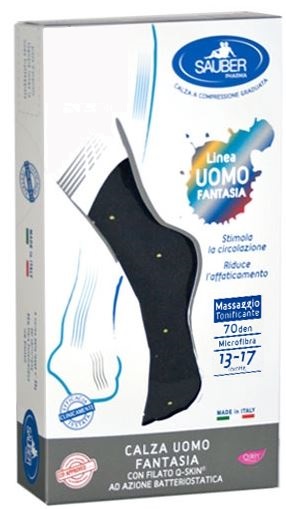 SAUBER CALZA UOMO FANTASIA Q-SKIN 70 DEN BLU POIS GIALLI TAGLIA G - Farmacia Murachelli Di Putelli dr. Giovanni