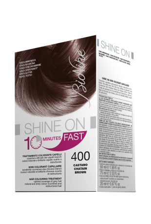 BIONIKE SHINE ON FAST TRATTAMENTO COLORANTE CAPELLI CASTANO 400 60 ML + TUBO 60 ML - Farmacia Murachelli Di Putelli dr. Giovanni