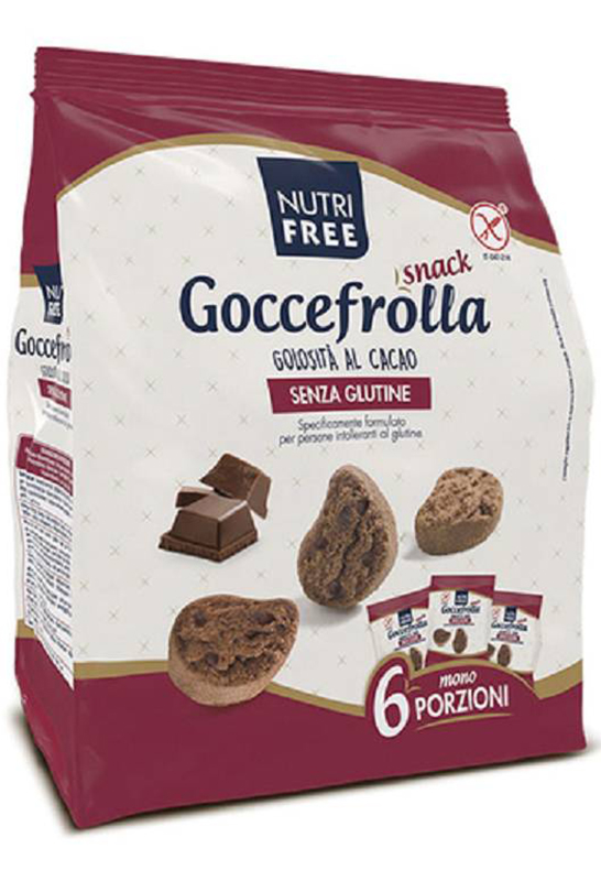 NUTRIFREE GOCCEFROLLA SNACK GOLOSITA' AL CACAO SENZA LATTOSIO 6 MONOPORZIONI DA 40 G - Farmacia Murachelli Di Putelli dr. Giovanni
