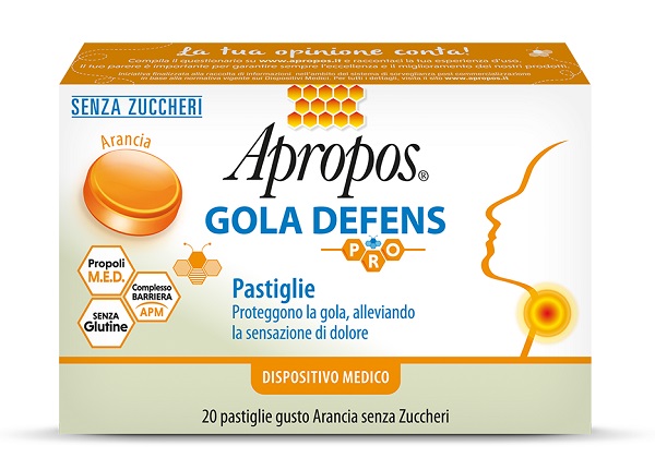 APROPOS GOLA DEFENS PRO 20 PASTIGLIE ARANCIA SENZA ZUCCHERO - Farmacia Murachelli Di Putelli dr. Giovanni